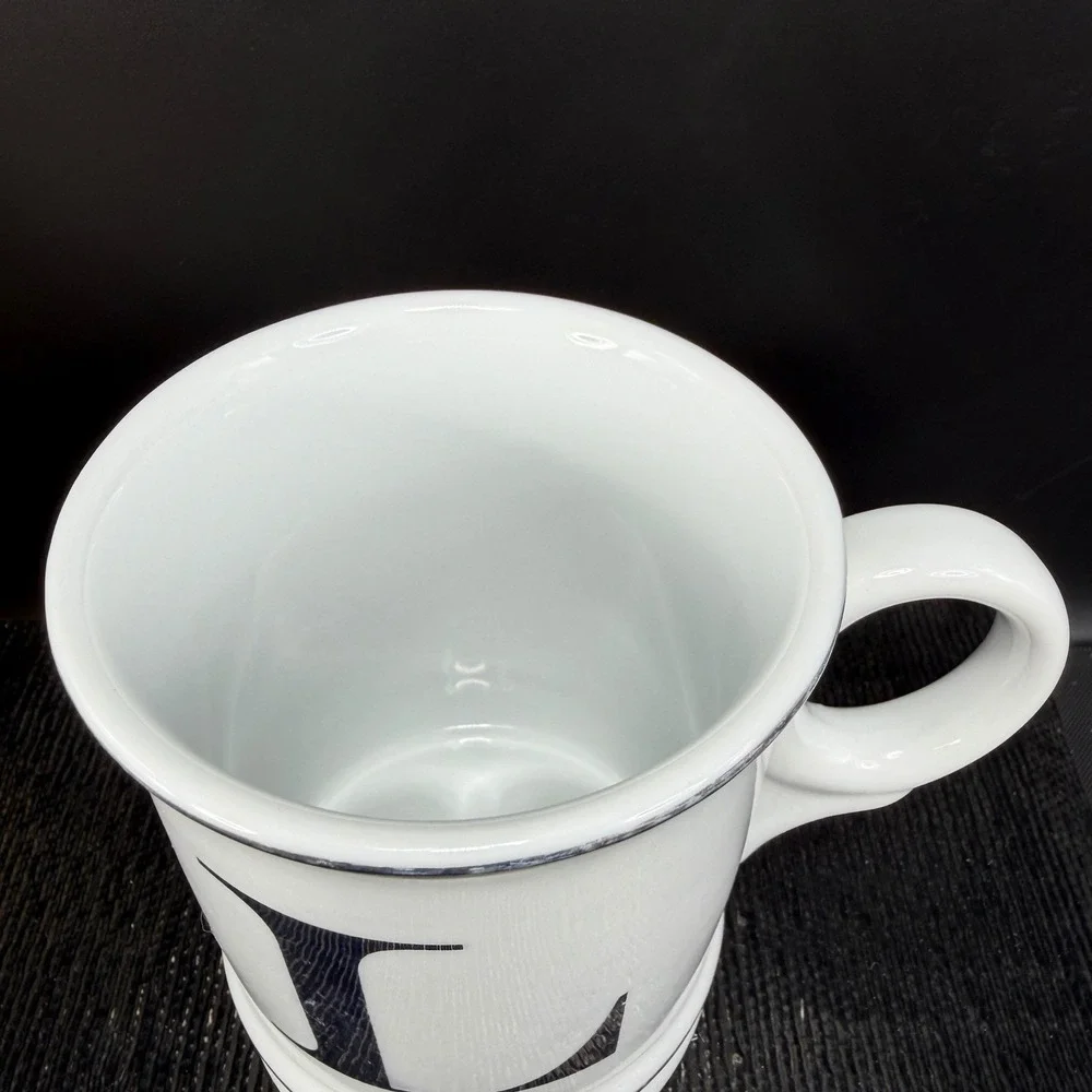 Williams Sonoma‎ Initial L Monogram Mug White Silver Metallic Trim Ceramic Cup